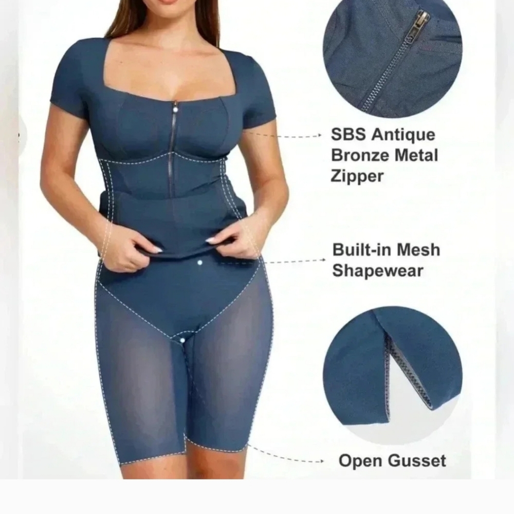 POPILUSH Shapewear Dress Denim Midi - Picture 6 of 7